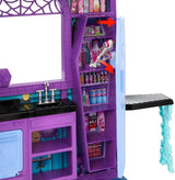 Monster High Buh-tique Hotel Dukkehus, sammenfoldeligt legesæt med skræmmende overraskelser i hvert værelse og 13+ legesæt, inklusive møbler og tilbehør, JBF16