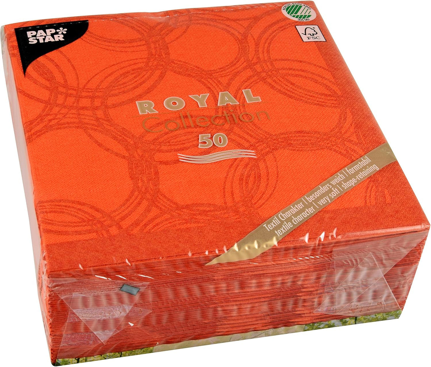 Papstar, 50 servietter "ROYAL Collection" 1/4 fold 40 Cm X 40 Cm Nektarin "Bubbles", #86494