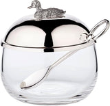 EDZARD andesyltetøjsglas (Ø 10 cm) lavet af sølv og glas - Æske og ske - Skål, sukkerbeholder, ost - Syltetøjsglas med låg, opbevaring med låg, gaveæske med lås
