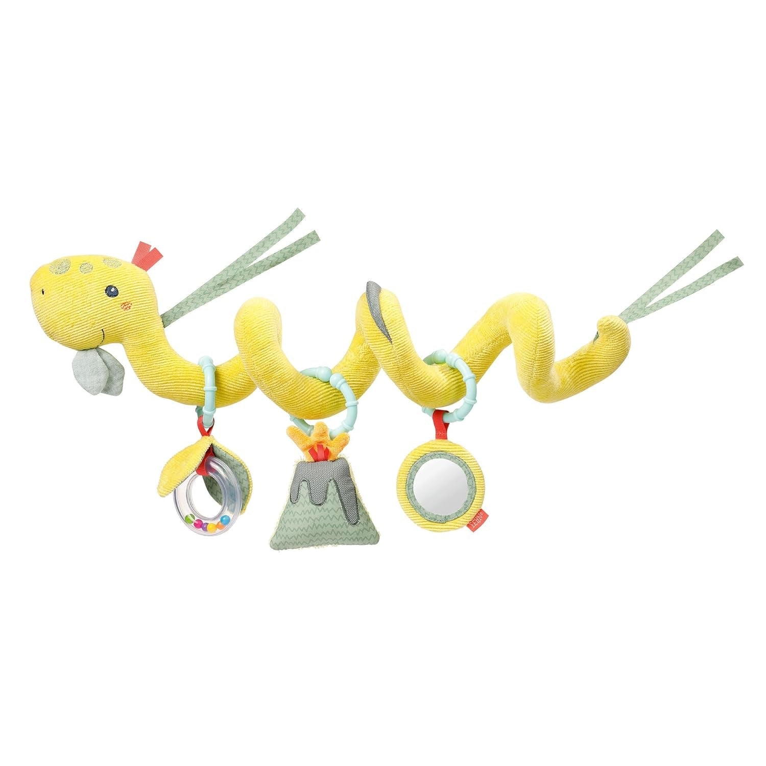Fehn Activity Spiral Dino - skub og træk klapvognslegetøj - babydinosaurlegetøj til seng, legeplads, barnevogn og autostol - motorisk aktivitetslegetøj til babyer og småbørn fra 0+ måneder Bebe Naty Shop Dino Toys