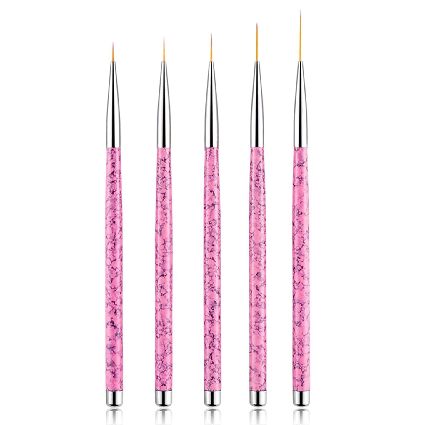 Sularpek Nail Art Liner Pinsel, 5 Stück Profi Detail Fine Nails Gel Negle Brush, Nagel Pinsel Dünn Für Beauty Frauen Nagelstudio (5 Größen, Rosa)