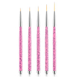 Sularpek Nail Art Liner Pinsel, 5 Stück Profi Detail Fine Nails Gel Negle Brush, Nagel Pinsel Dünn Für Beauty Frauen Nagelstudio (5 Größen, Rosa)