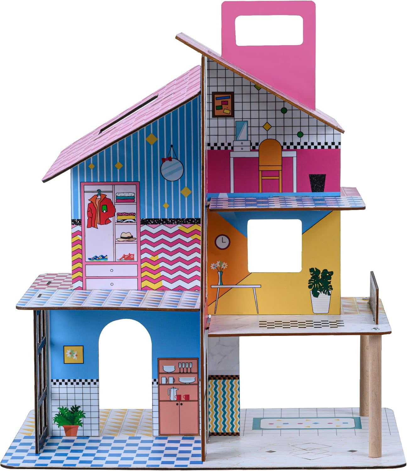 Olivia's Little World 360 trædukkehus til børn, 3,5" dukker og 12 tilbehør, flerfarvet TD-13260C