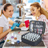 Nail Lacquer Organizer Tasche, Doppelschicht Nail Lacquer Opbevaringsboks, Organizer Koffer Für Nageldesign Kosmetiktasche Für 30 Flaschen Neonail Base(15Ml-0.5 Fl.Oz) & 1 Neglelampe(Schwarz)