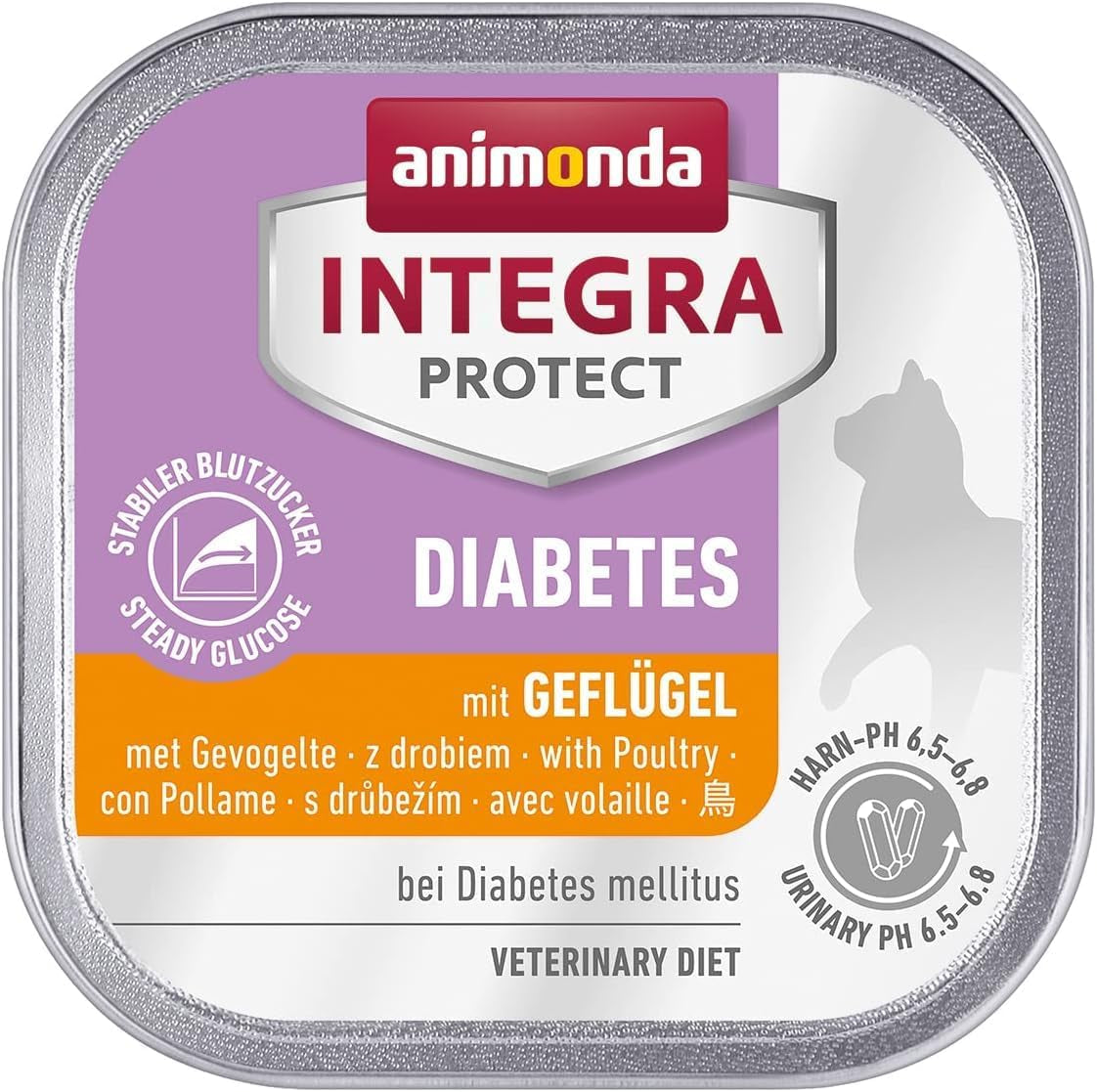 animonda INTEGRA PROTECT Diabetes med fjerkræ (16 x 100 g), vådfoder til diabetiske katte, diætfoder til diabetiske katte, vådfoder uden sukker