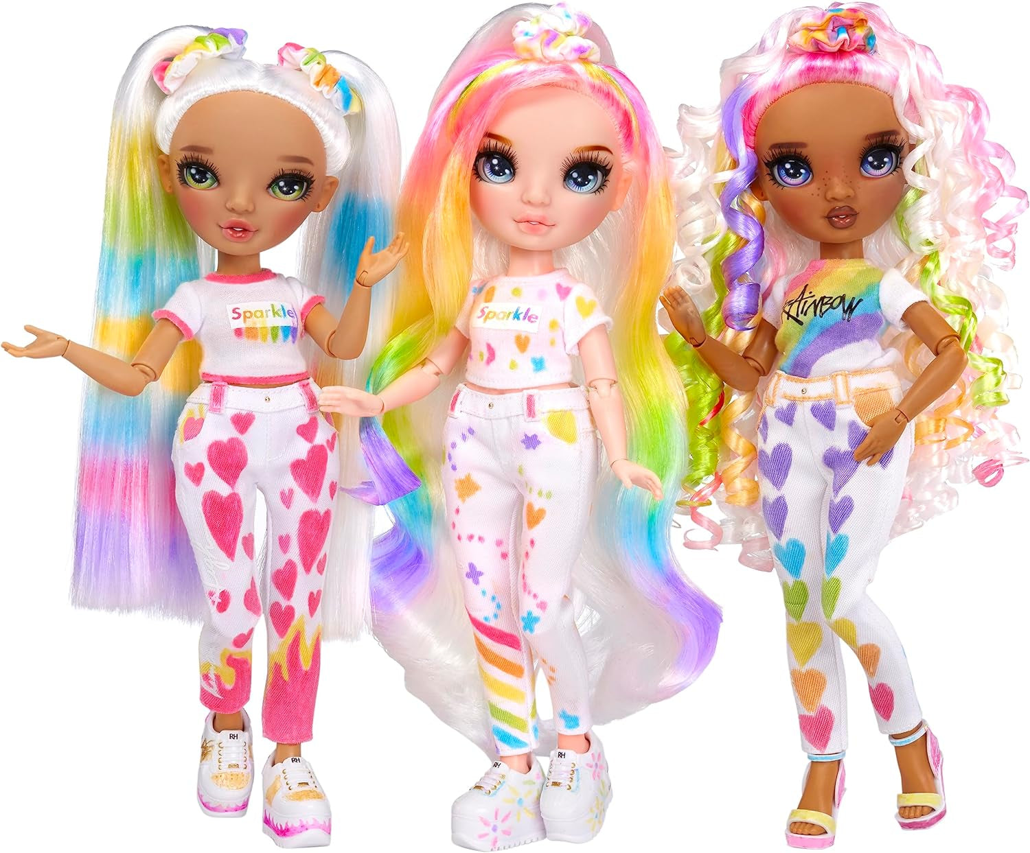 Rainbow High Color & Create DIY Modepuppe - Grüne Augen, Zopfe, extra Top & Schuhe, abwaschbare Regenbogenstifte - Ausmalen, Gestalten, Spielen, Auswaschen - for Kinder fra 4-12 Jahren og Sammler