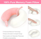 TALLGO rejsenakkepude, Bedste Memory Foam-flyvepude til nakkestøtte, Blød justerbar pude til fly, bil og hjem, Pink cervikale ortopædiske puder Naty Shop