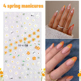 Nagelsticker Sæt Für Einzigartiges Nageldesign, 4 Blatt Frühlingsthemen Nail Art Tilbehør, Perfekt Für 3D Gel Nägel Og UV Gel Strips