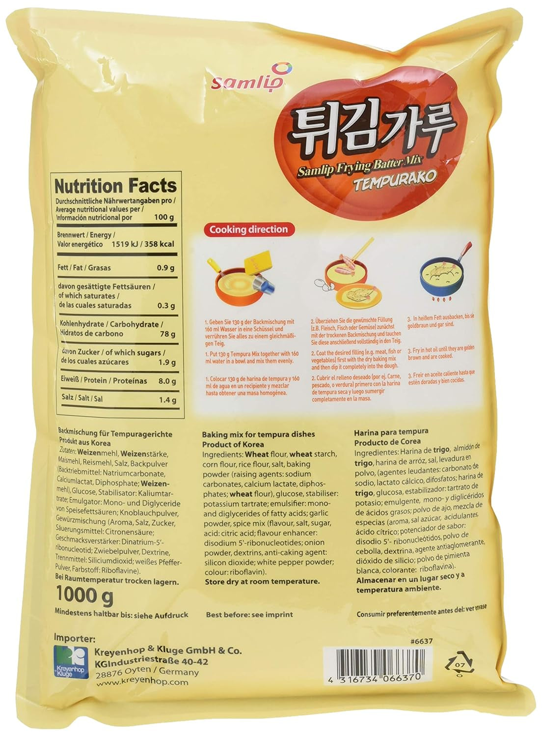Backmischung Für Tempura Gerichte, 5Er Pakke (5 X 1 Kg) Blanding til bagning og madlavning Naty Shop