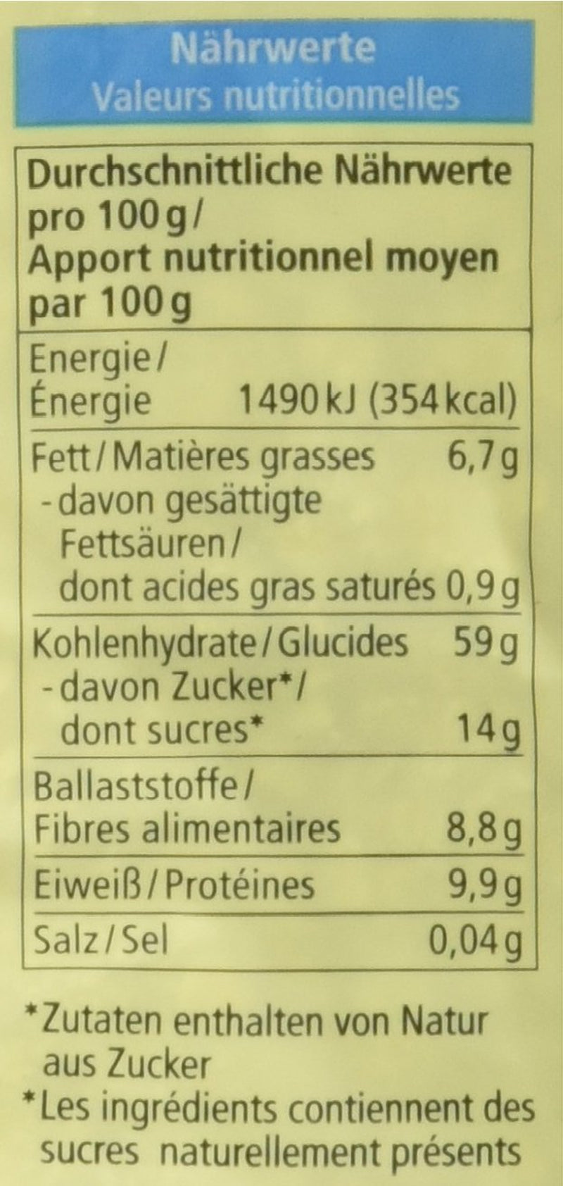 Økologisk Bircher-musli, vegansk (1 x 500 g)