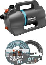 Gardena 4100 Silent Havepumpesæt: Meget stille og innovativ kunstvandingspumpe med 3,5 m sugeforbindelse og 20 m klassisk slange, 4100L/h flow, 550W motor, vandtæt, økonomisk (9051-20)