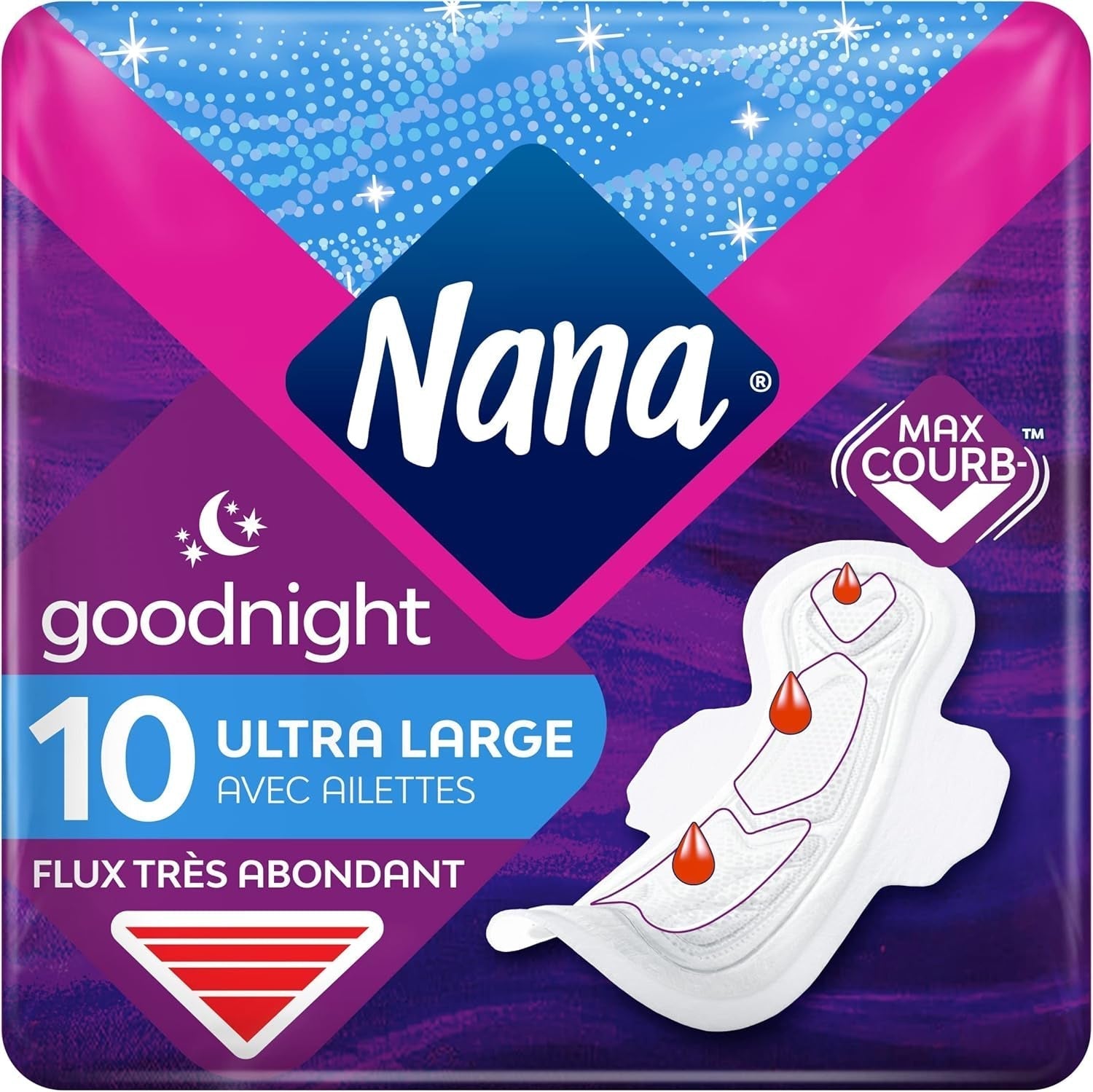 Ultra Goodnight hygiejnebind med vinger - Flux Very Abondants - 10 servietter i individuelle poser