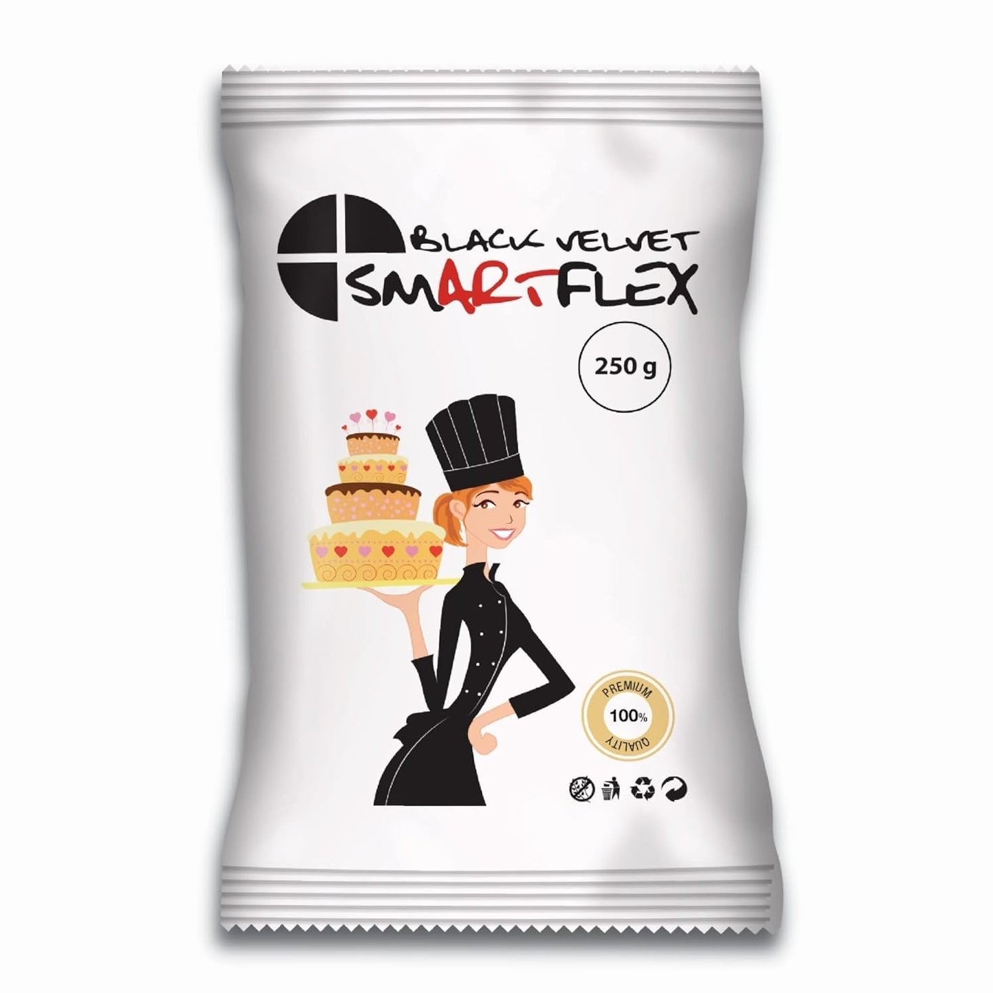 Black Velvet fondant, 250 g Naty Shop sukkerpasta 250 G (1 pakke)