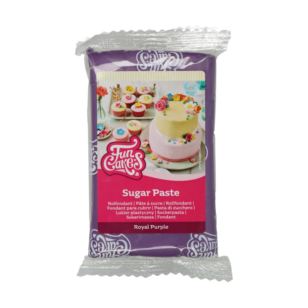 FunCakes Royal Purple Rolled Fondant: Nem at bruge, glat, fleksibel, blød og smidig, perfekt til at dekorere kager. Glutenfri 250 g (pakke med 2) Naty Shop Royal lilla sukkerpasta 250 g