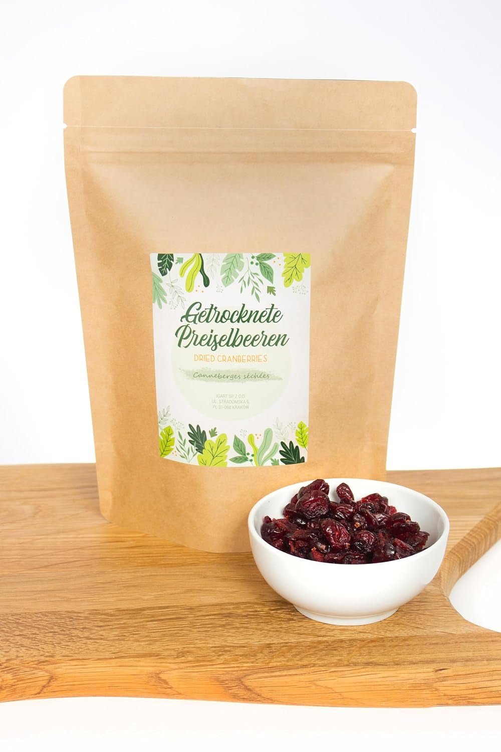 FOOD&WOOD® Hele tørrede tranebær 500g | Tørrede tranebær | 1A kvalitet | Naturlig sød | ideel som snack, i yoghurt eller til bagning | uden tilsat sukker | Tør | usulfuriseret. Naty Shop dehydrerede produkter
