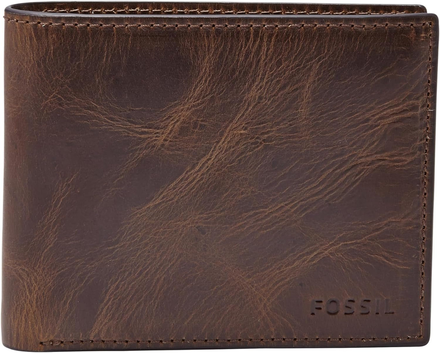Fossil RFID Herre Flip Top Pung Rejsetilbehør Foldepung Naty Shop Herre Pung Mørkebrun One Size Passer Alle