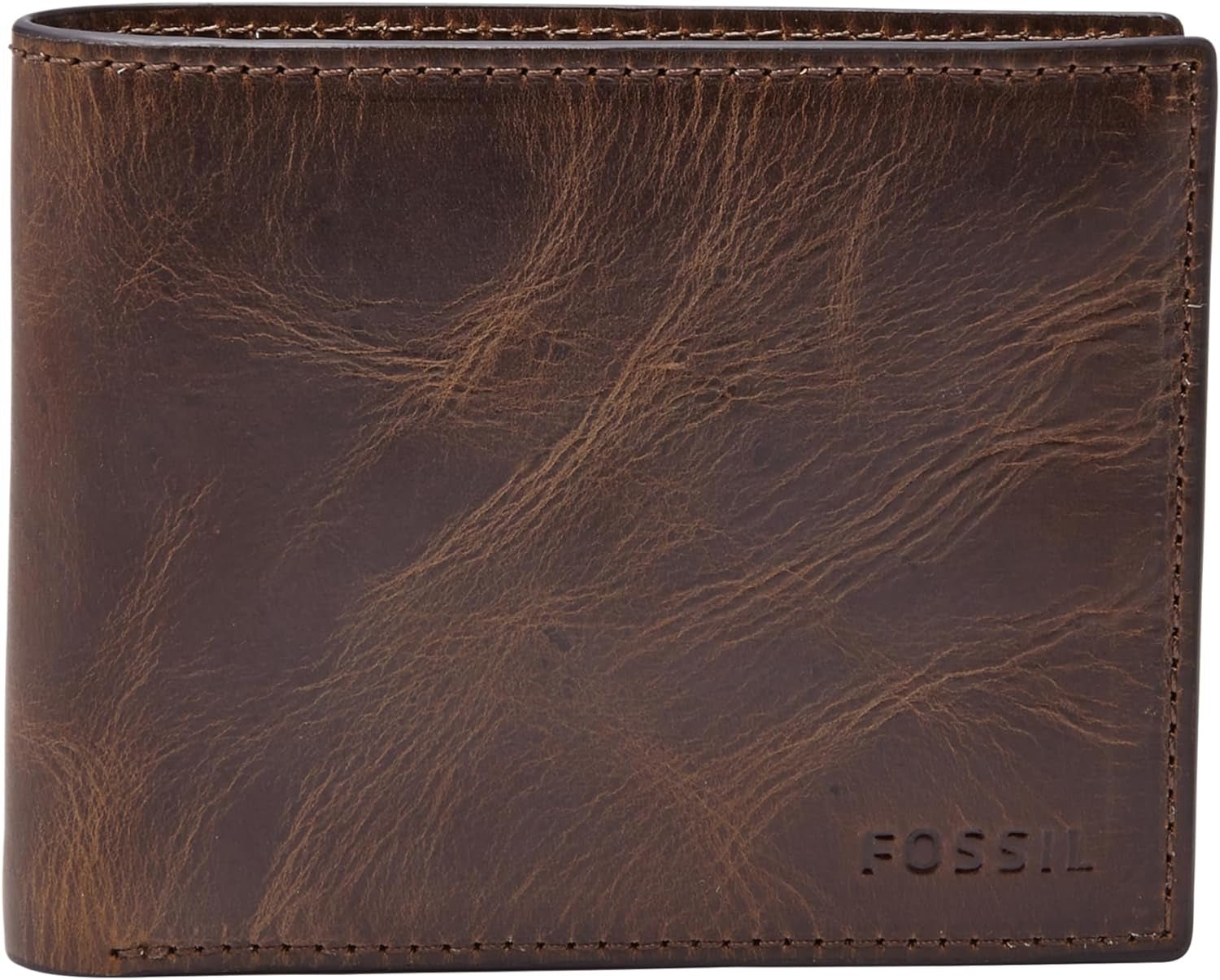 Fossil RFID Herre Flip Top Pung Rejsetilbehør Foldepung Naty Shop Herre Pung Mørkebrun One Size Passer Alle