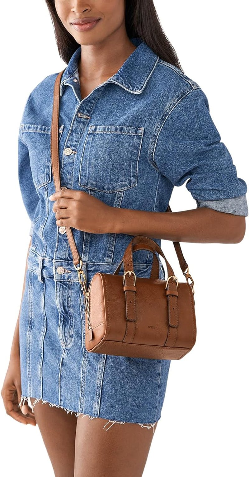 Fossil Dame Carlie Læder Mini Satchel Pung Dame Håndtaske Tasker Dame Naty Shop