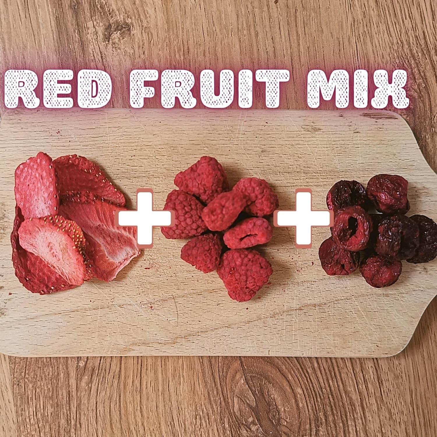 Frysetørret frugt Rød frugtblanding | XL 300g Frysetørrede Jordbær Hindbær Surkirsebær Tørret Frugt Mix | Frysetørret frugt Jordbær Hindbær surkirsebær | ZingyZoo Dehydrerede produkter Naty Shop