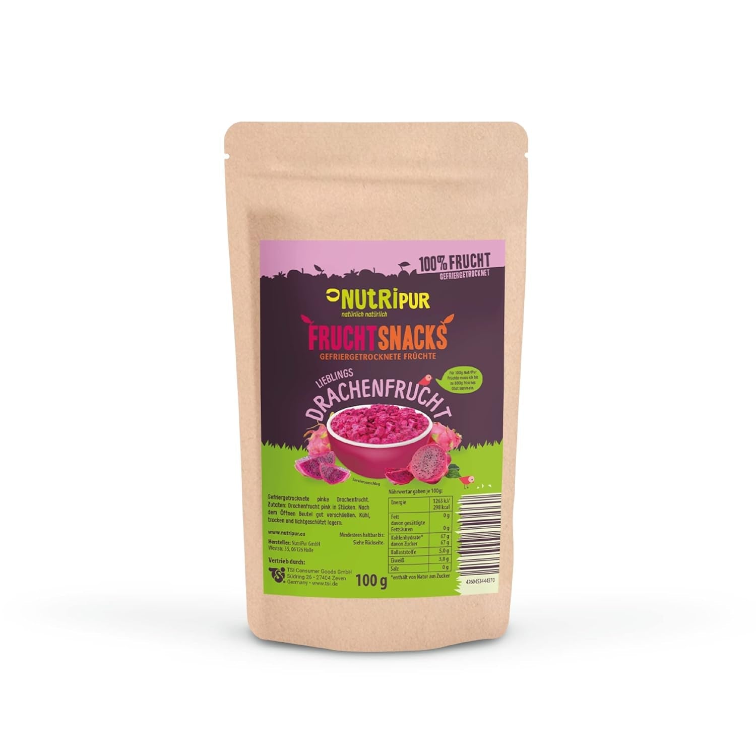 Frysetørret dragefrugt: 100g tørret dragefrugt - 100% frugt, fuld smag - frysetørret frugt, uden tilsat sukker Dehydrerede produkter Min butik Standard titel