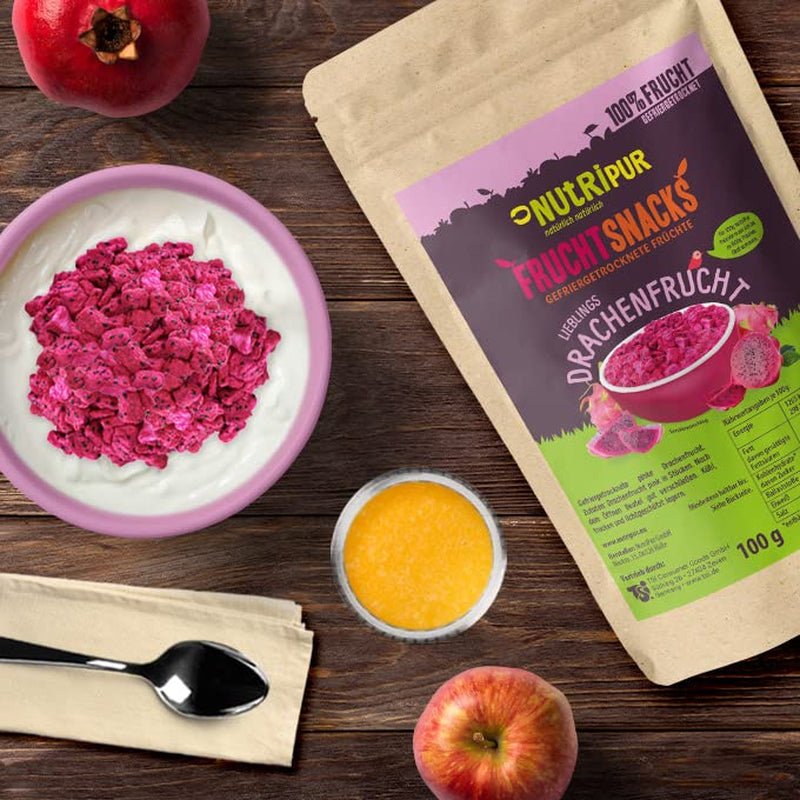 Frysetørret dragefrugt: 100g tørret dragefrugt - 100% frugt, fuld smag - frysetørret frugt, uden tilsat sukker Dehydrerede produkter Min butik