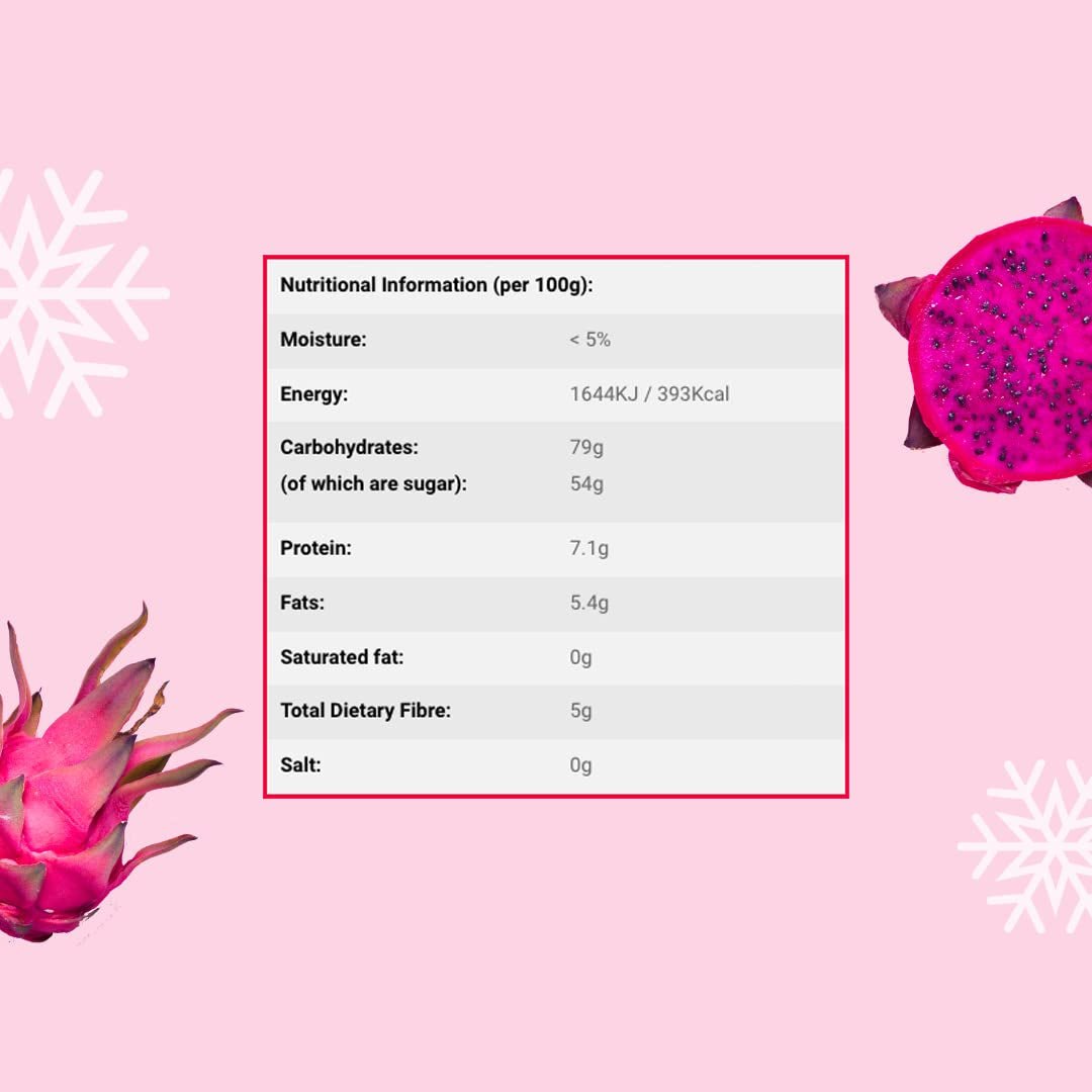 Frysetørret dragefrugt 50g - Frysetørret dragefrugt - Frysetørret tørret frugt - Skiver tørret dragefrugt til bagning, dekoration, snacks, müsli, desserter Tørrede produkter Min butik