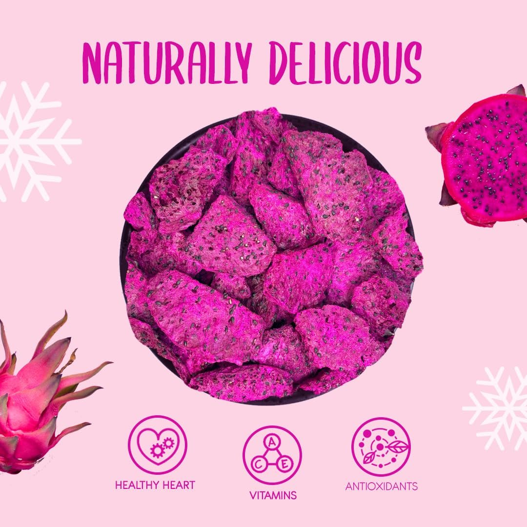 Frysetørret dragefrugt 50g - Frysetørret dragefrugt - Frysetørret tørret frugt - Skiver tørret dragefrugt til bagning, dekoration, snacks, müsli, desserter Tørrede produkter Min butik