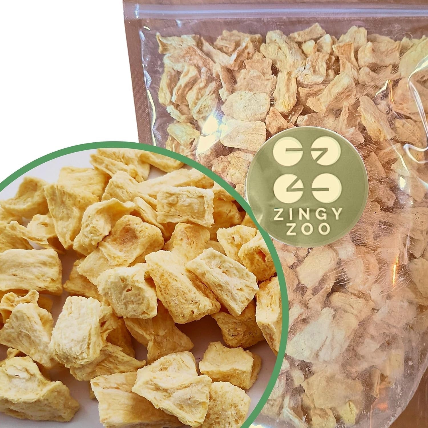 Frysetørrede frugter | Ananas 100% ren Frysetørret frugt Frysetørret ananas | Frysetørret frugt uden tilsat sukker | Sprød frysetørret ananas - aromatisk - lækker ZingyZoo Dehydrerede produkter Naty Shop 300G
