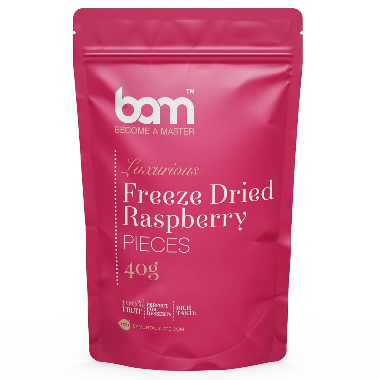 Frysetørret frugt BAM, 40 gram, naturlig frugt, perfekte desserter, rig smag (jordbær) Dehydrerede produkter Naty Shop Raspberry