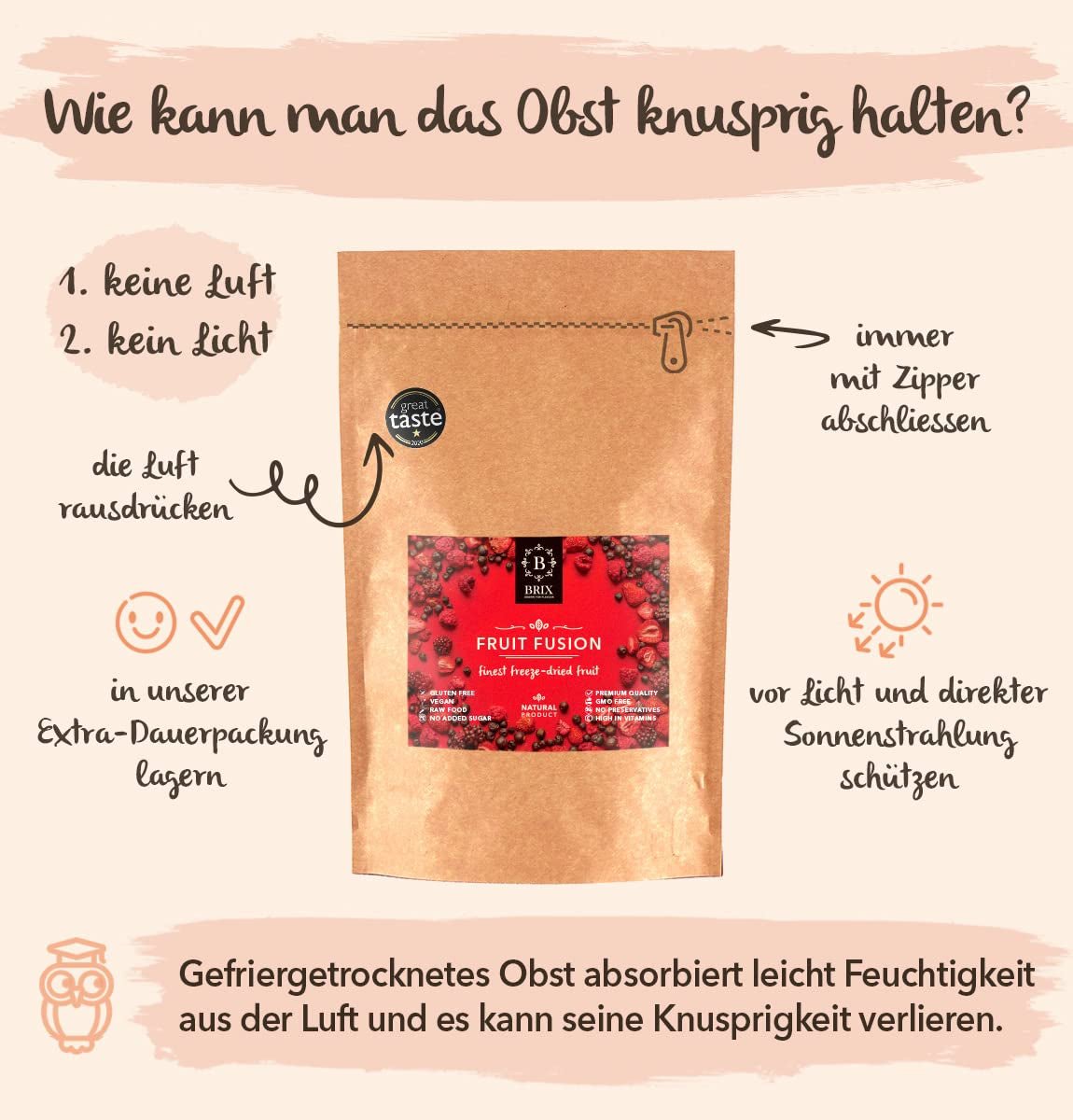 Frysetørret frugt BRIX | Naturlig blanding af tørrede frugter 80 g | Great Taste Award for tørret frugt | Ikke-GMO, glutenfri, veganske, tilbageholdte vitaminer Naty Shop dehydrerede produkter