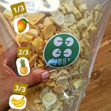 Frysetørrede frugter Blanding af tropiske frugter | XL 350g Frysetørret Ananas Mango Banan Blanding af frysetørrede frugter | Frysetørrede frugter Ananas Banan Mango Tørret frugtblanding | ZingyZoo Dehydrerede produkter Naty Shop