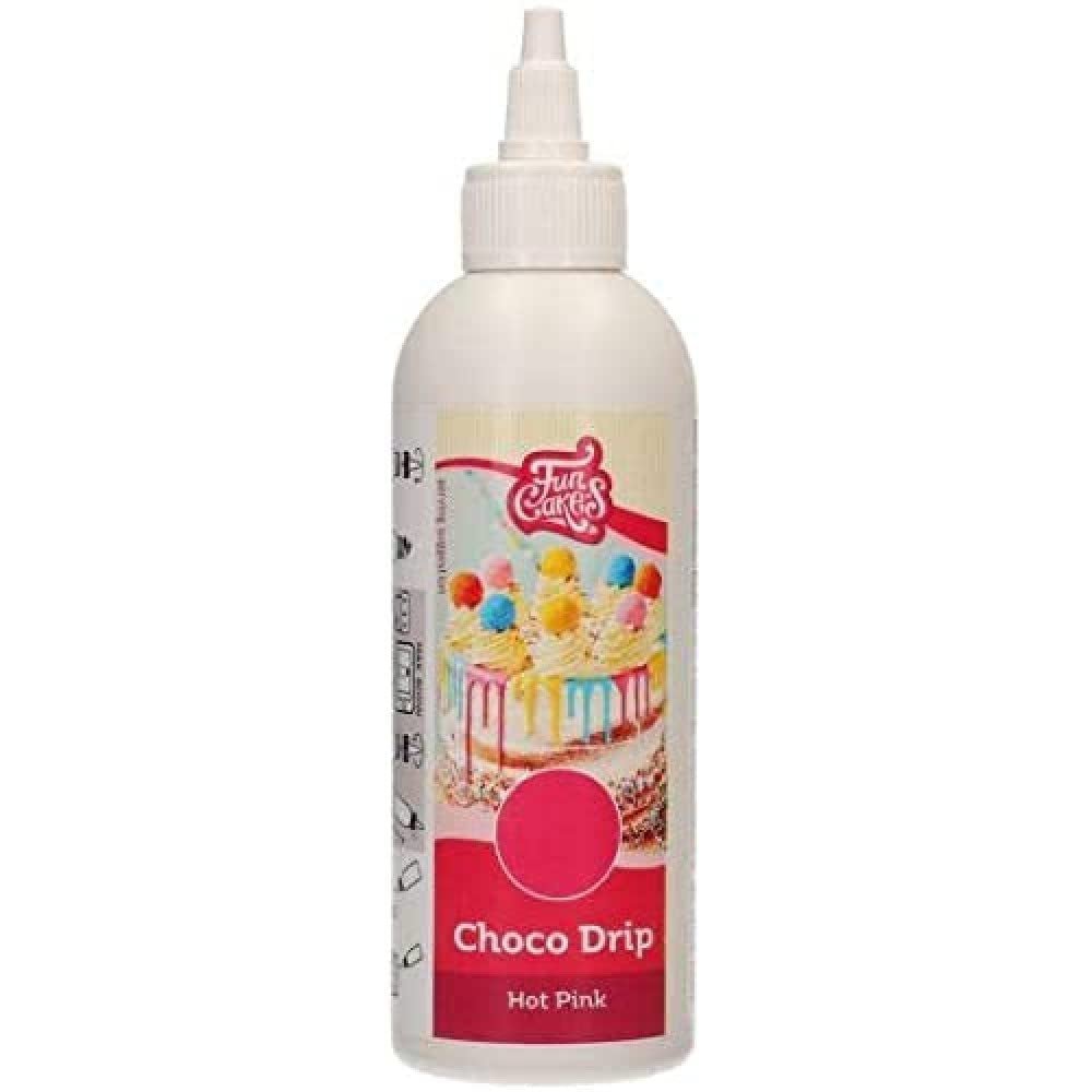 FunCakes Choco Drip Hot Pink (Dark Pink): Lækker smag, Nem at bruge, Perfekt til drypkager, Chokoladedryp smag. Genlukkelig pakke 180 g. Sukkerpasta Naty Shop Standardtitel