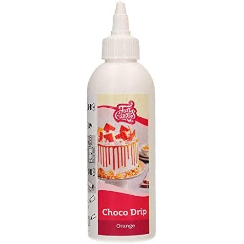 FunCakes Choco Drip Orange: Lækker smag, Nem at bruge, Perfekt til drypkager, Chokoladedryp smag. Genlukkelig pakke 180 g. Sukkerpasta Naty Shop Standardtitel