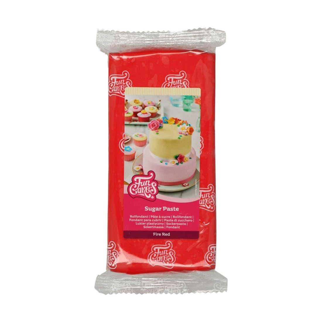 FunCakes Fire Red Lamineret Fondant: Nem at bruge, glat, fleksibel, blød og bøjelig, Perfekt til at dekorere kager, Halal, Kosher og Glutenfri, 1 kg (1 pakke) Naty Shop Fire Red Sukkerpasta 1 kg (1 pakke)