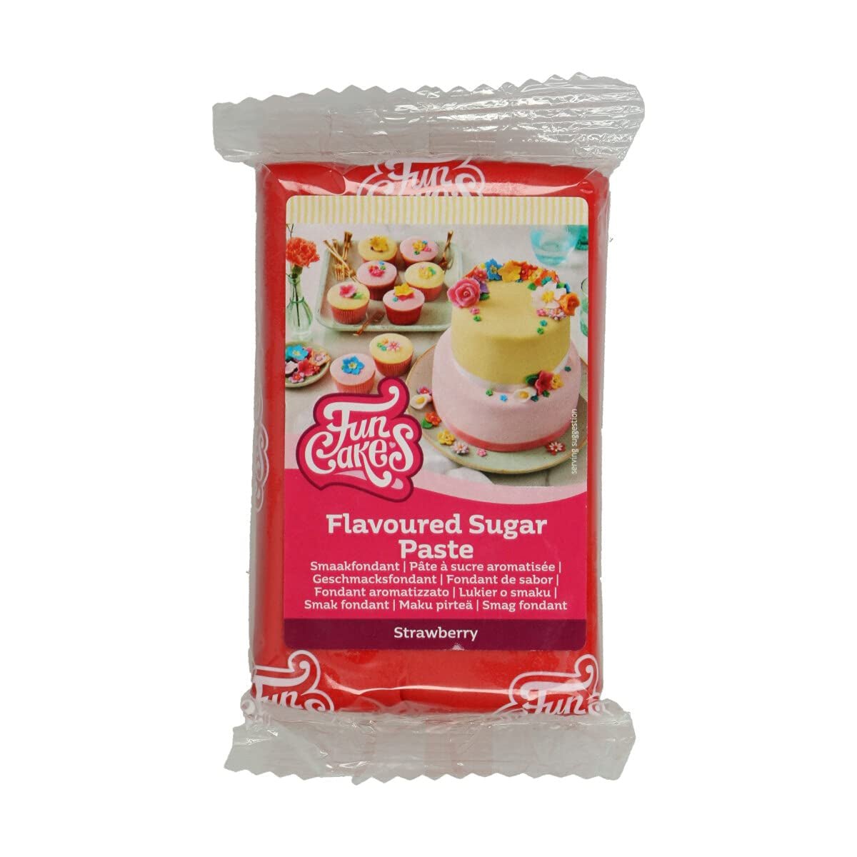 FunCakes Fondant med citronsmag: Lækker smag, glat tekstur, let at smøre, rullet fondant, perfekt til kager, cupcakes og småkager. Halal, kosher og glutenfri. 250 g (pakke med 3) Naty Shop Sugar Paste 250 G Jordbær