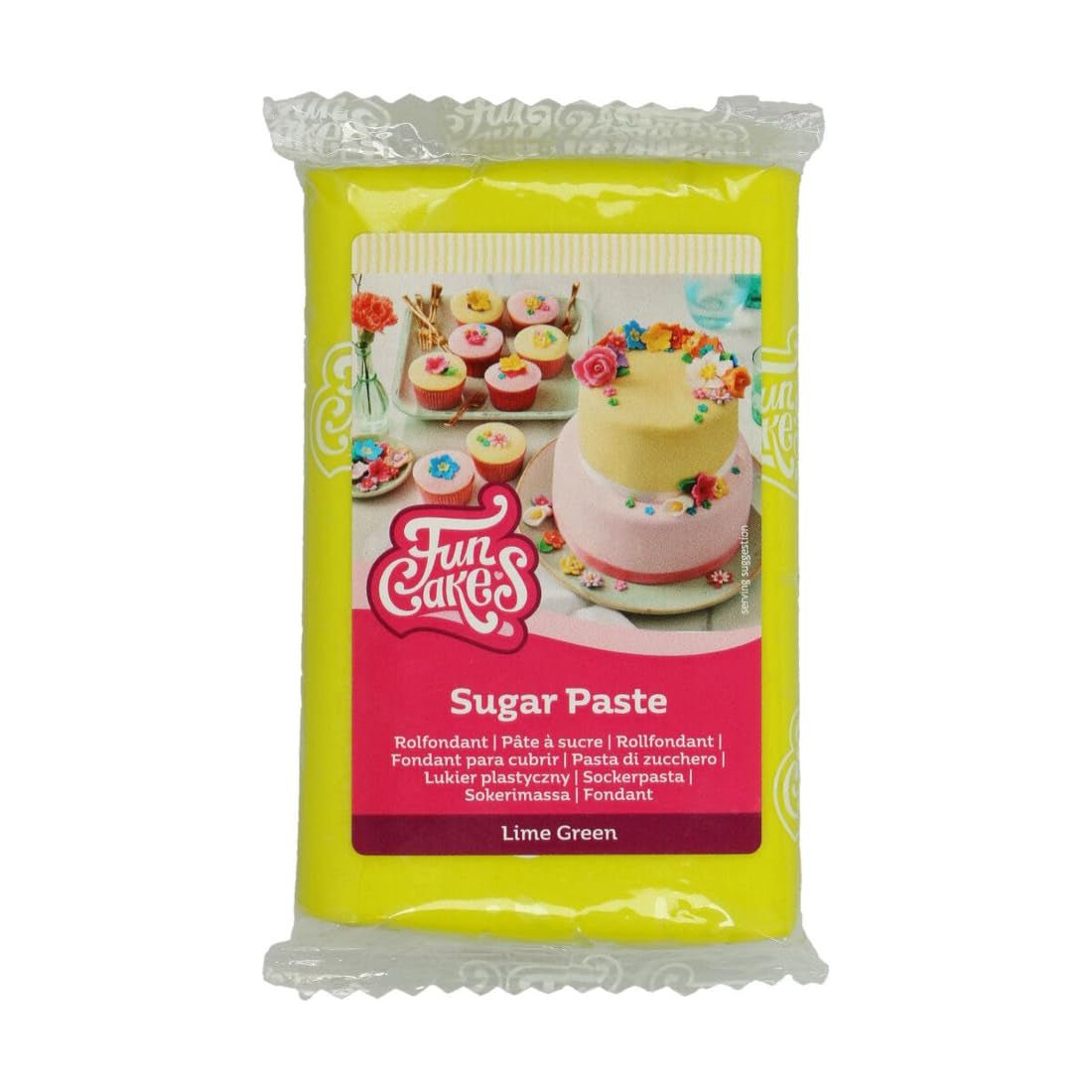 FunCakes limegrøn rullet fondant: Nem at bruge, glat, fleksibel, blød og bøjelig, perfekt til kagedekoration, halal, kosher og glutenfri, 250 g Naty Shop Sukkerpasta Standardtitel