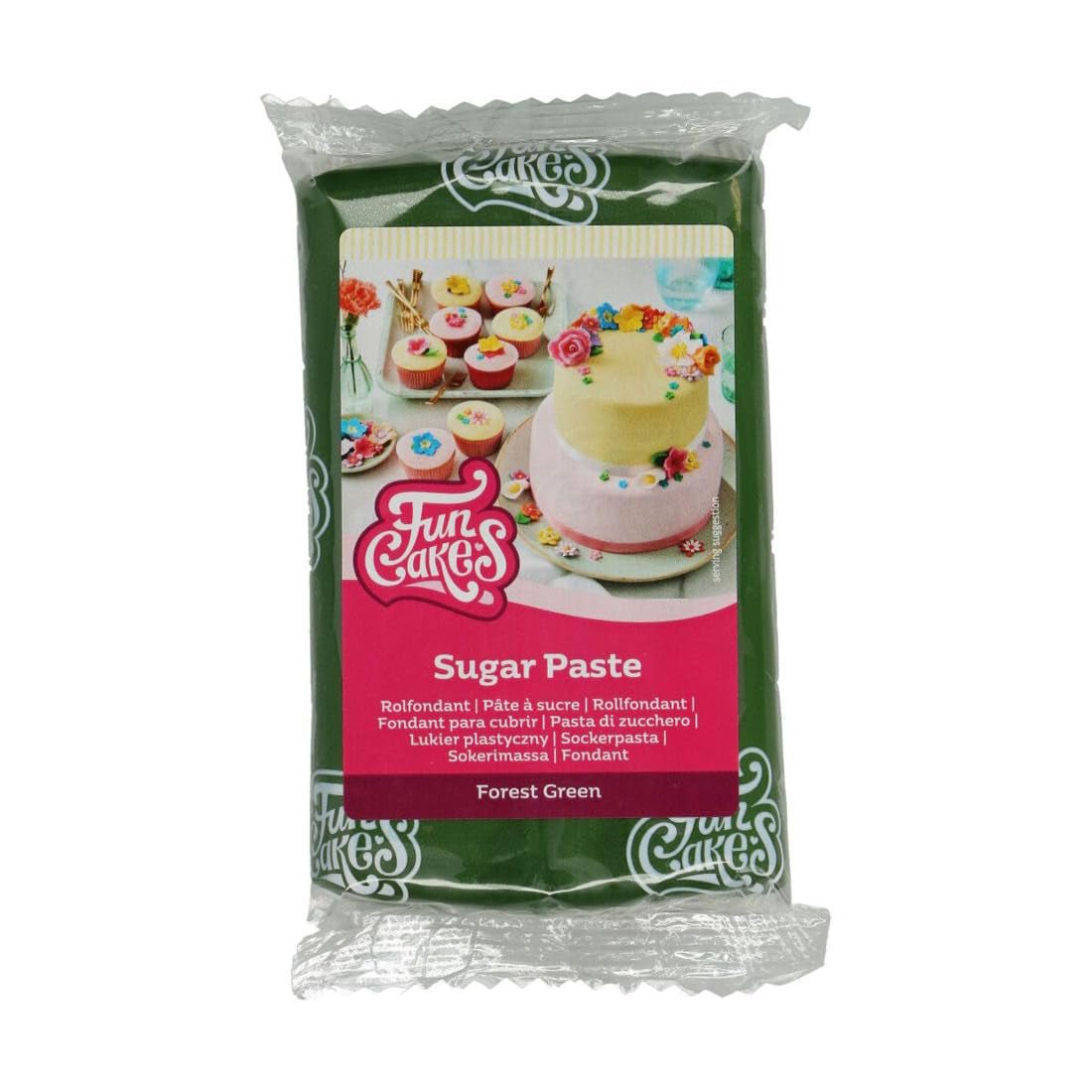 FunCakes Forest Green Rolled Fondant: Nem at bruge, glat, fleksibel, blød og bøjelig, perfekt til kagedekoration, halal, kosher og glutenfri, 250 g Naty Shop Sugar Paste Standardtitel