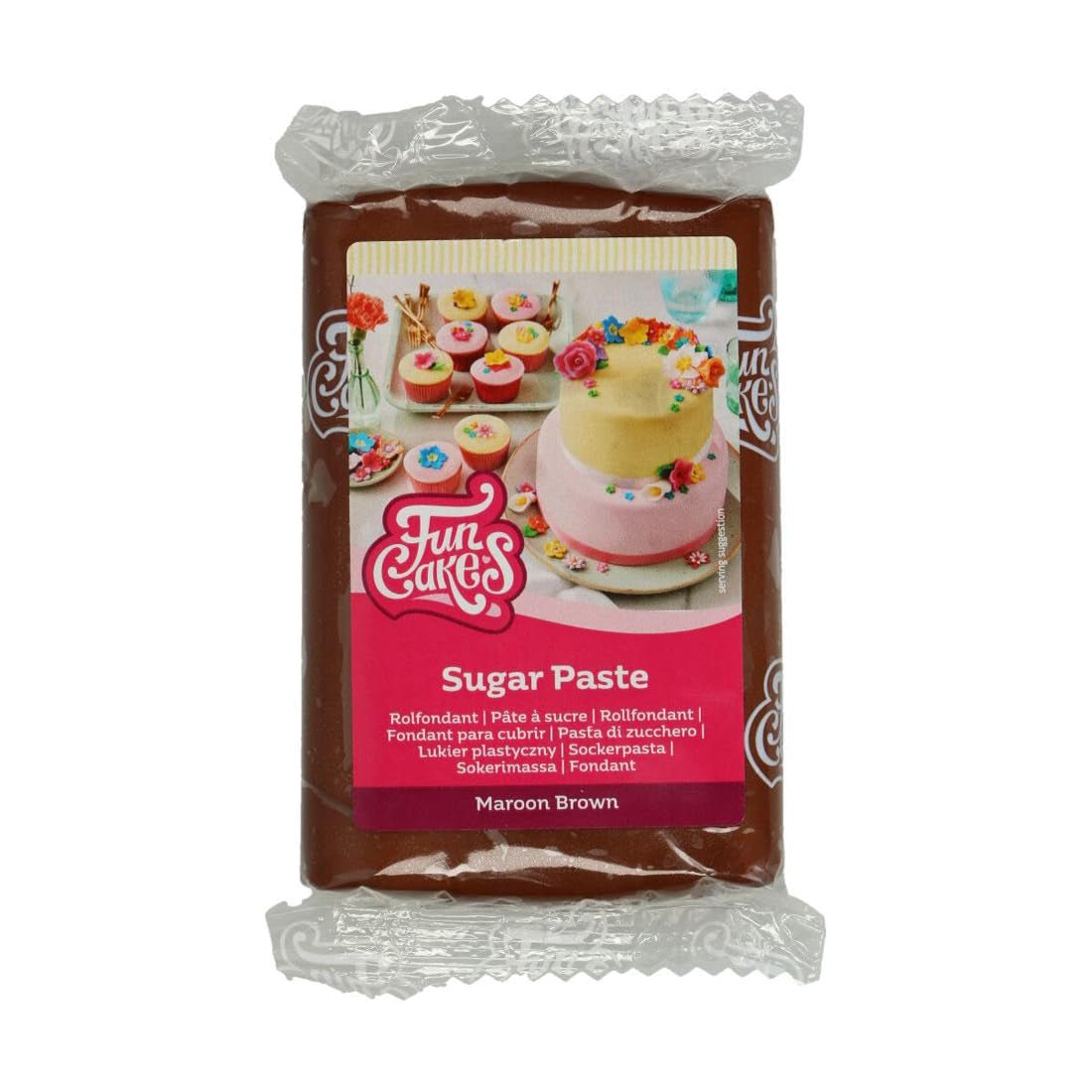 FunCakes Maroon brun lamineret fondant: Nem at bruge, glat, fleksibel, blød og bøjelig, perfekt til at dekorere kager, halal, kosher og glutenfri, 250 g sukkerpasta Naty Shop Standardtitel