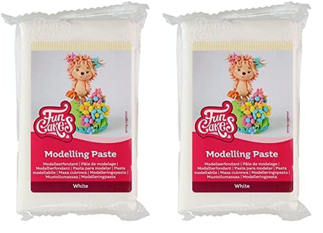 FunCakes Modeling Paste White: Perfekt til modellering af figurer, kagetoppe og flæser. Stærk, glat og smidig. Halal, kosher og glutenfri. 250 g. (pakke med 2) Naty Shop Hvid sukkerpasta 250 gram (pakke med 2)