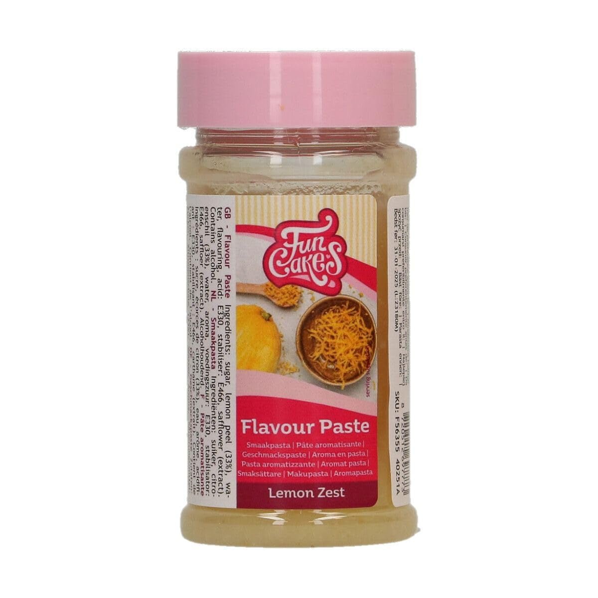 FunCakes citronskalsmagspasta: smagsgiver til mad, god smag, god til at dekorere kager, velegnet til wienerbrød og fyld. 100 g. Naty Shop Standardtitel sukkerpasta