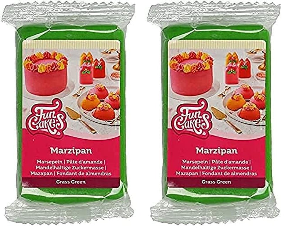 FunCakes Mandelsukkerpasta (hollandsk marcipan) Græsgrøn: Nem at bruge og glat, perfekt til dekoration af kager, halal, kosher og glutenfri 250 g (2-pak) Naty Shop Grass Green Sugar Paste 250G (2-pak)