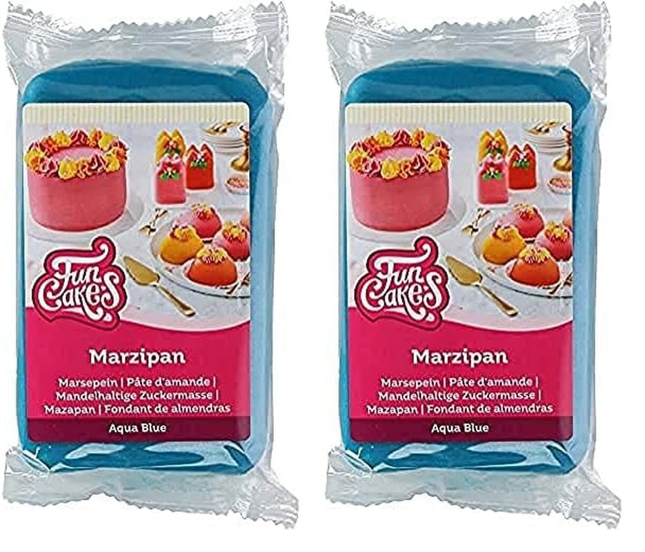 FunCakes Mandelsukkerpasta (hollandsk marcipan) Aquablå: Nem at bruge og glat, perfekt til at dekorere kager, Halal-, Kosher- og Glutenfri 250 g (2 pakke) Naty Shop Sukkerpasta 250 G (2 pakke) marcipan