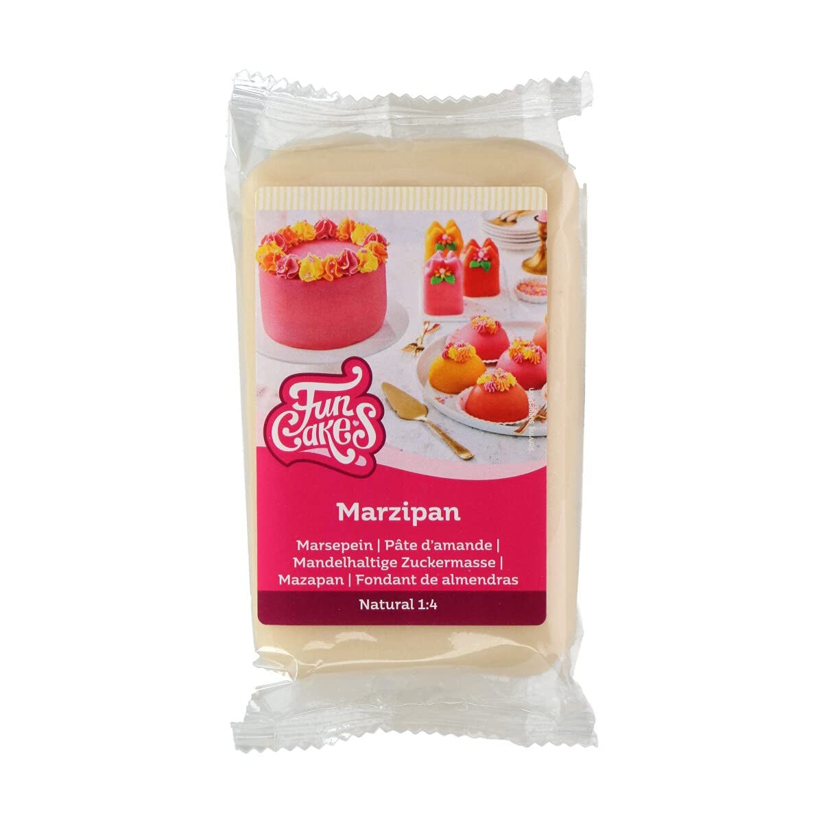FunCakes Mandelsukkerpasta (hollandsk marcipan) Naturlig (1:4): Klar til at rulle, nem at bruge, perfekt til at dekorere kager, Halal, Kosher og glutenfri. 250 g., medium Sugarpaste Naty Shop Standardtitel