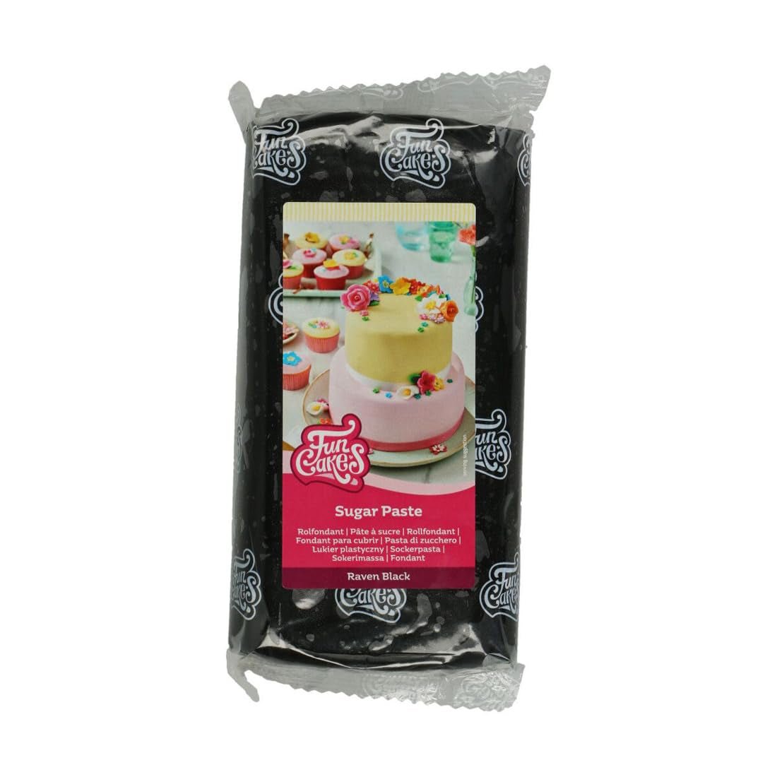 FunCakes Raven Black Rolled Fondant: Nem at bruge, glat, fleksibel, blød og bøjelig, perfekt til kagedekoration, halal, kosher og glutenfri. 1 kg (pakke med 2) Naty Shop Raven sort sukkerpasta 1 kg