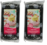 FunCakes Raven Black Rolled Fondant: Nem at bruge, glat, fleksibel, blød og bøjelig, perfekt til kagedekoration, halal, kosher og glutenfri. 1 kg (pakke med 2) Naty Shop Raven sort sukkerpasta 1 kg (pakke med 2)