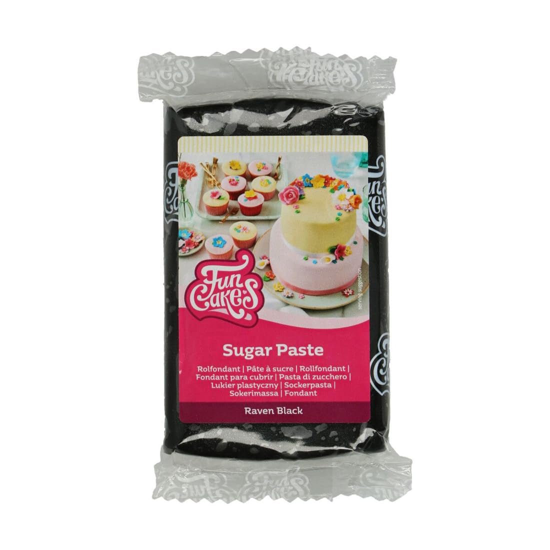 FunCakes Raven Rolled Black Fondant: Nem at bruge, Glat, Fleksibel, Blød og Fleksibel, Perfekt til at dekorere kager, Halal, Kosher og Glutenfri, 250 g Naty Shop Sugar Paste Standardtitel