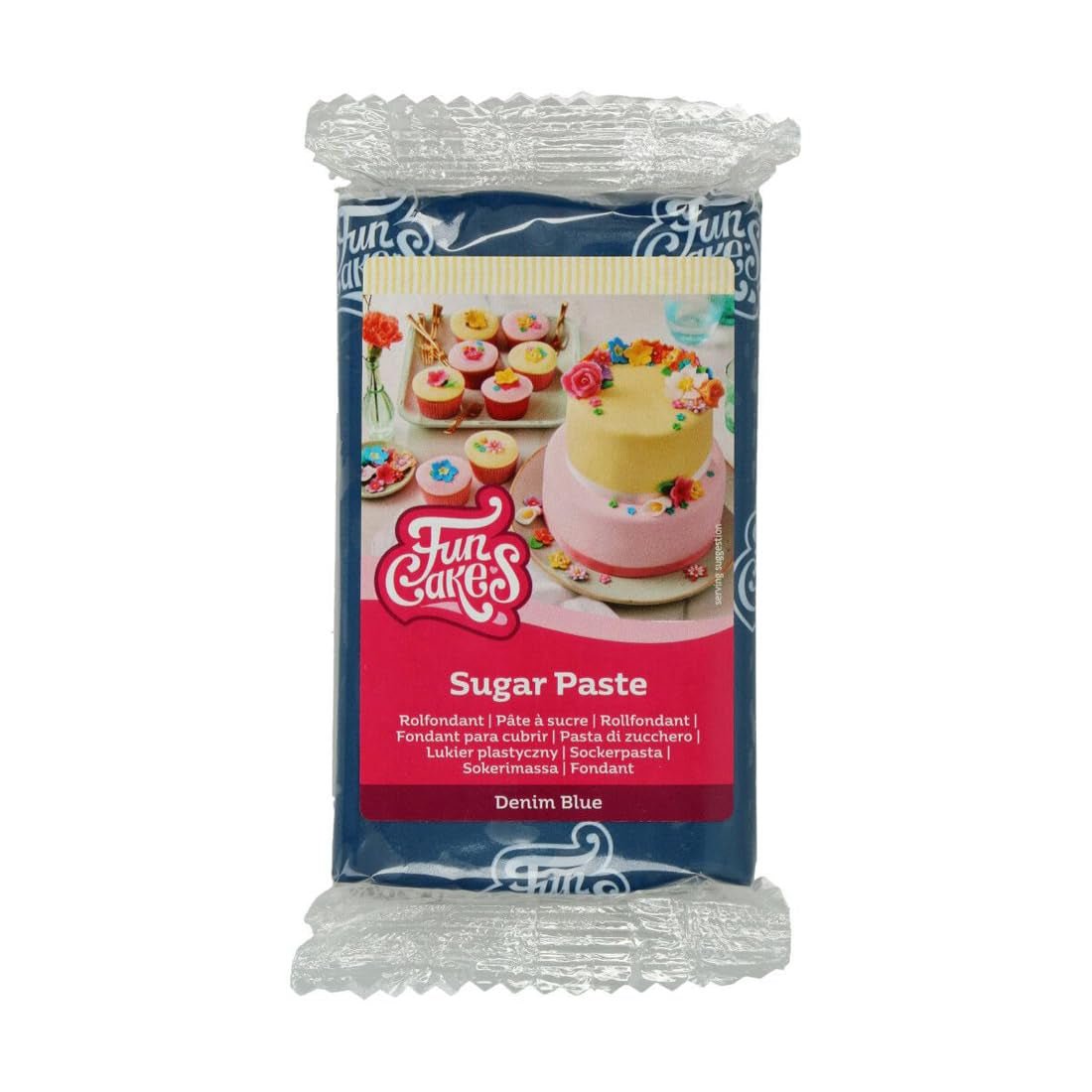 FunCakes fondantrulle Demin Blue: nem at bruge, glat, fleksibel, blød og bøjelig, perfekt til at dekorere kager, halal, kosher og glutenfri, 250 g Sugar Paste Naty Shop Standardtitel