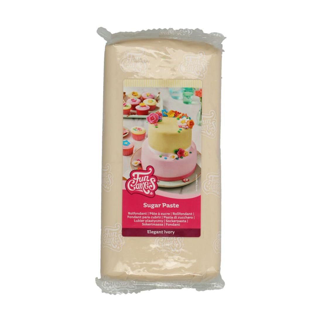 FunCakes Roll Fondant Elegant Ivory: Nem at bruge, glat, fleksibel, blød og bøjelig, perfekt til at dekorere kager, halal, kosher og glutenfri. 1 kg Naty Shop Standardtitel sukkerpasta