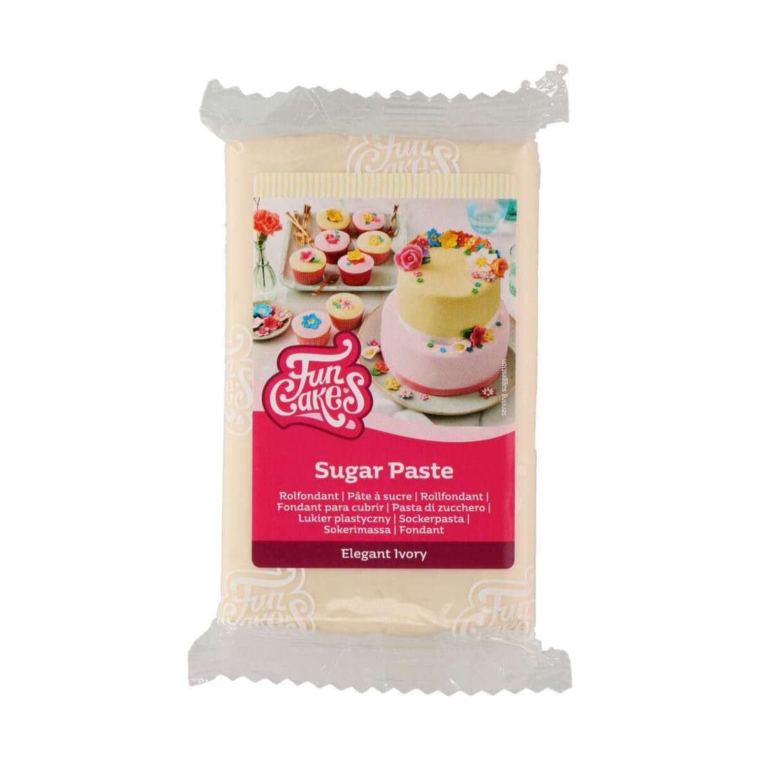 FunCakes Roll Fondant Elegant Ivory: nem at bruge, glat, fleksibel, blød og bøjelig, perfekt til at dekorere kager, halal, kosher og glutenfri, 250g Naty Shop Sugarpaste 250G