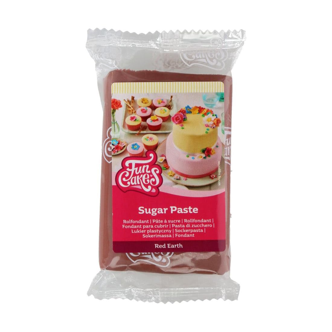 FunCakes roll fondant Red Earth, nem at bruge, glat, fleksibel, blød og fleksibel, perfekt til at dekorere kager, halal, kosher og glutenfri, 250g pakke 1 Naty Shop Standardtitel Sugar Paste